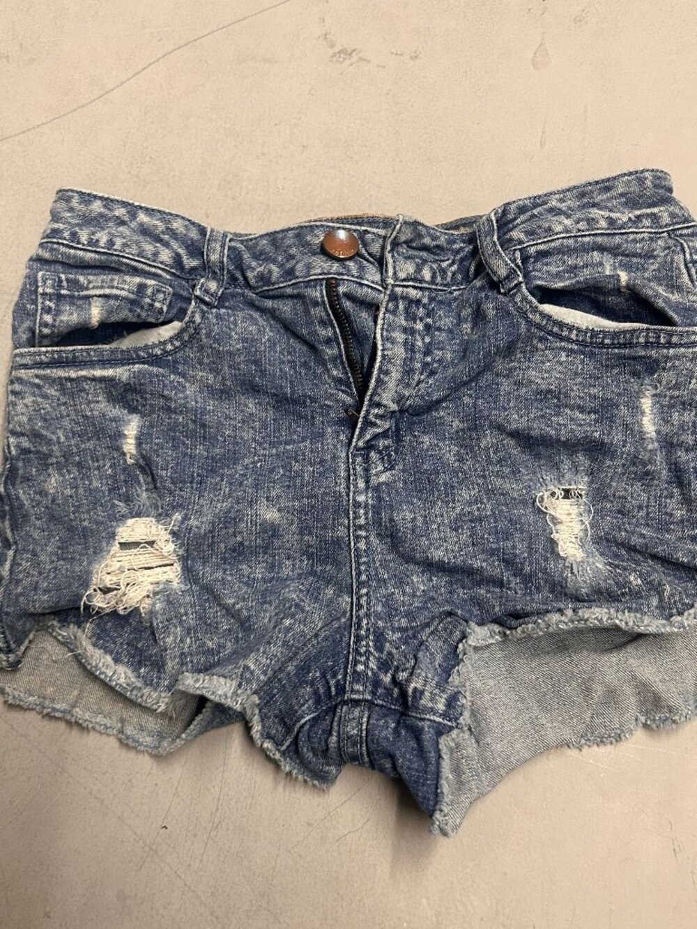 Acid wash denim shorts